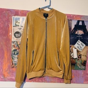 F21 Metallic Velour Bomber Jacket